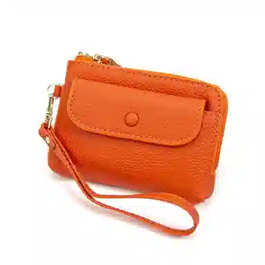 掐尖 纯色简约短款手拎小钱袋真皮收纳钥匙圈硬币包 头层牛皮 零钱包 男女同款情侣款 多色