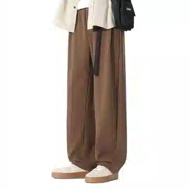 红豆 简约高级感宽松直筒纯色基础款轻柔舒适挺阔有型长裤日常通勤户外出行运动百搭松紧腰系带垂感休闲裤 男女同款