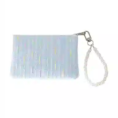 掐尖 碎花绗缝口红收纳包女士硬币包耳机数据线小钱袋 帆布 零钱包 女款 蓝色 黄色 粉色