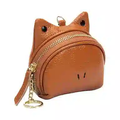 掐尖 纯色可爱卡通硬币钥匙收纳包 头层牛皮 零钱包 常规 女款 多色