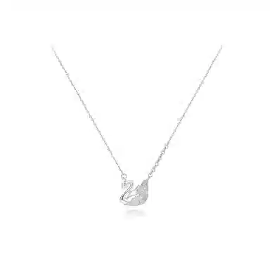 【925银】 六桂福珠宝 天鹅 小众设计经典百搭精致简约学生日常轻奢高级感通勤转运约会温柔气质可调节锁骨链 锆石 项链 女款