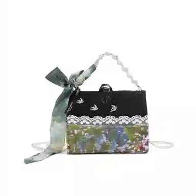 阿玛尼【定制化妆包】琥珀 雾荷雀鹰 可爱  梦幻 灵动 艺术感 油画田园风 约会 通勤 黑色高定化妆包