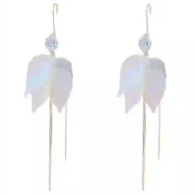 澜耀 雪瓣金缕 白花瓣钻饰流苏 轻奢显脸瘦 合金 耳环 女款