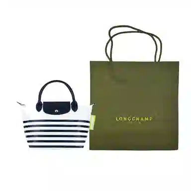Longchamp Le Pliage 23 Navy White