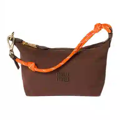 Miu Miu Embroidered Logo Tote Bag Cocoa Brown Orange