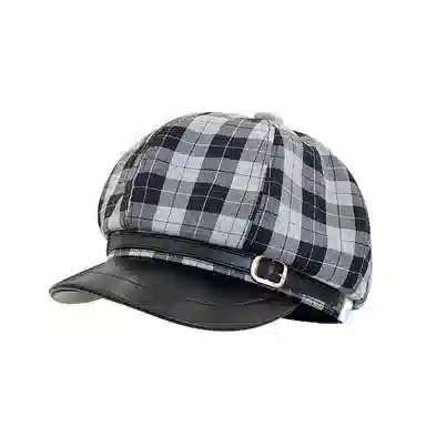 心水好物 学院文艺风 复古格子八角帽 小清新百搭 棉 贝雷帽 女款