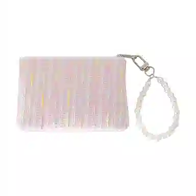 掐尖 碎花绗缝口红收纳包女士硬币包耳机数据线小钱袋 帆布 零钱包 女款 蓝色 黄色 粉色