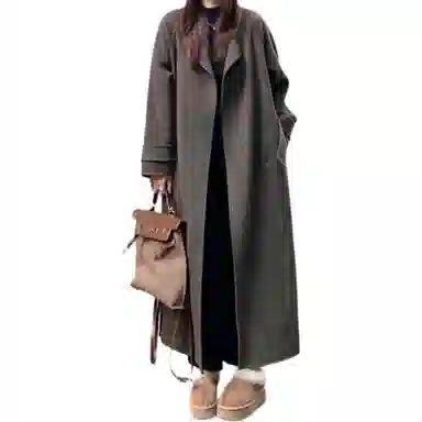 柏黛妃 时尚纯色毛呢外套高级感小个子长款大衣 女款