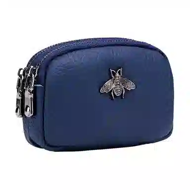 掐尖 纯色简约可爱硬币包双层拉链收纳包手拿钱袋 头层牛皮 零钱包 常规 女款 多色