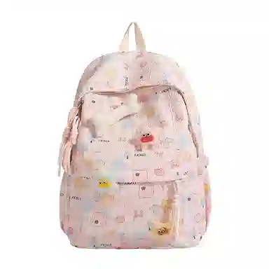 JANE KLAIN Cute Korean Style Fabric Backpack Cream White Peach Pink Sky Blue