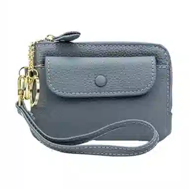 掐尖 纯色简约短款手拎小钱袋真皮收纳钥匙圈硬币包 头层牛皮 零钱包 男女同款情侣款 多色