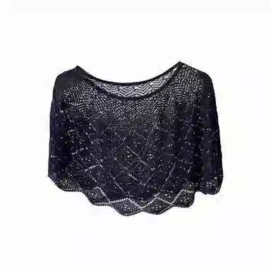 北极绒 夏秋薄款亮片套头衫外搭镂空潮流百搭空调房【赠胸针】 聚酯纤维 披肩 女款