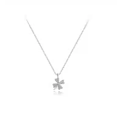 【纯银999 | 四叶草】 六桂福珠宝 经典百搭小众设计轻奢高级感日常精致简约通勤极简约会温柔气质可调节锁骨链 足银 项链 女款