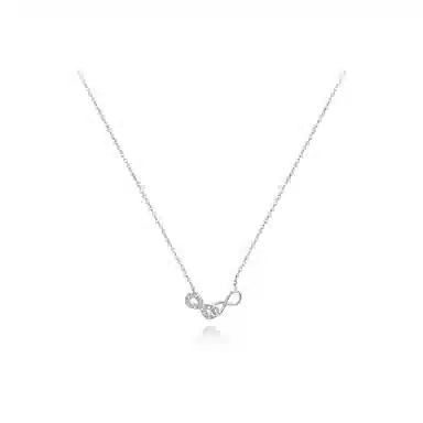 【S925银】 六桂福珠宝 莫比乌斯环 小众设计经典百搭精致简约学生日常轻奢高级感通勤转运约会温柔气质可调节锁骨链 锆石 项链 女款