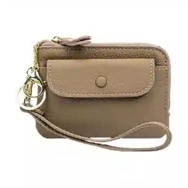 掐尖 纯色简约短款手拎小钱袋真皮收纳钥匙圈硬币包 头层牛皮 零钱包 男女同款情侣款 多色