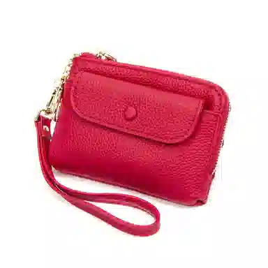 掐尖 纯色简约短款手拎小钱袋真皮收纳钥匙圈硬币包 头层牛皮 零钱包 男女同款情侣款 多色