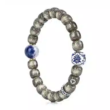 钰澜文玩 青韵珐琅彩青花瓷盘玩佛珠转运珠#好运 星月菩提 手串 男女同款情侣款