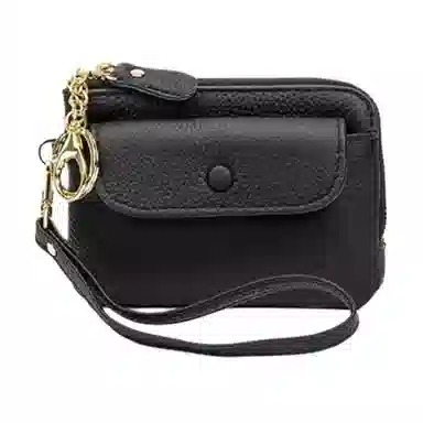 掐尖 纯色简约短款手拎小钱袋真皮收纳钥匙圈硬币包 头层牛皮 零钱包 男女同款情侣款 多色