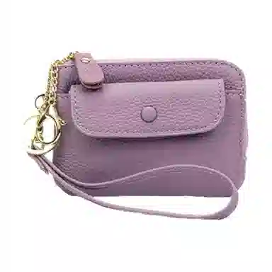 掐尖 纯色简约短款手拎小钱袋真皮收纳钥匙圈硬币包 头层牛皮 零钱包 男女同款情侣款 多色