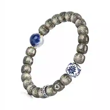 钰澜文玩 青韵珐琅彩青花瓷盘玩佛珠转运珠#好运 星月菩提 手串 男女同款情侣款