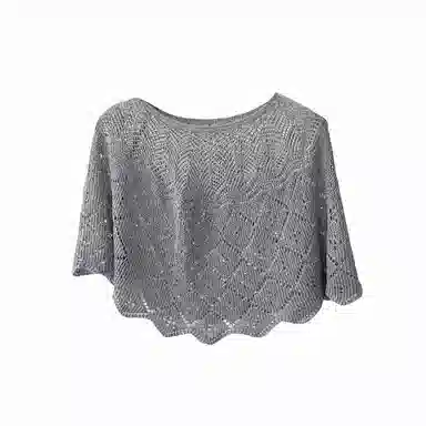 北极绒 夏秋薄款亮片套头衫外搭镂空潮流百搭空调房【赠胸针】 聚酯纤维 披肩 女款