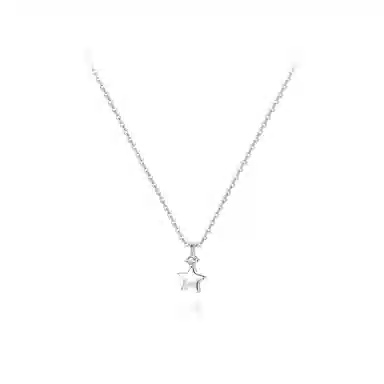 【纯银999 | 星星】 六桂福珠宝 经典百搭小众设计轻奢高级感日常精致简约通勤极简约会温柔气质可调节锁骨链 足银 项链 女款