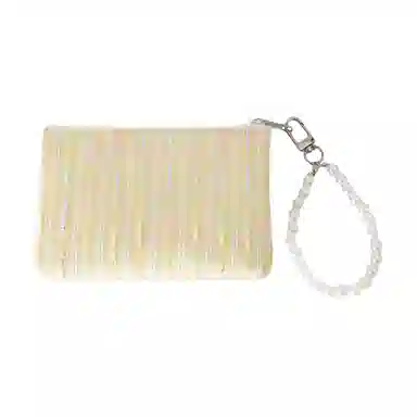 掐尖 碎花绗缝口红收纳包女士硬币包耳机数据线小钱袋 帆布 零钱包 女款 蓝色 黄色 粉色