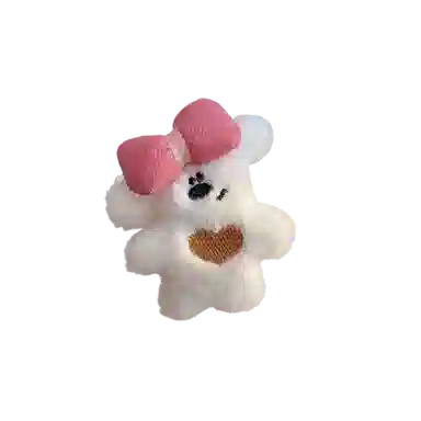 希铃 可爱毛绒蝴蝶结鸭嘴夹发饰小熊#好运 聚酯纤维 发夹 女款