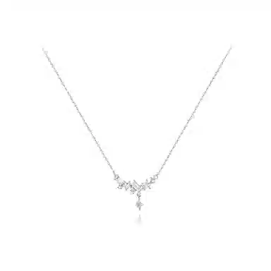 【S925银】 六桂福珠宝 星月系列 小众设计简约经典百搭精致日常高级感轻奢平安通勤温柔气质可调节锁骨链 锆石 项链 女款