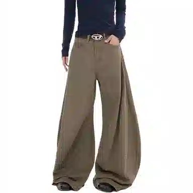 金盾 翻边条纹弯刀裤子休闲裤 男款