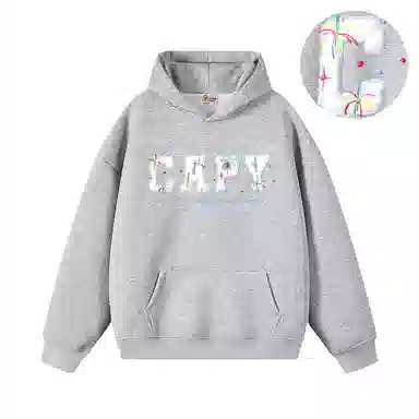 【重磅华棉350g】卡皮巴拉小黄豚 真刺绣烟花彩点毛绒贴布慵懒显瘦美式高街休闲上衣小众日常简约百搭设计感潮流春秋薄款连帽卫衣 男女同款