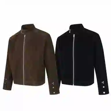 【dme】 美式潮流复古质感立领毛绒仿麂皮袖口纽扣设计超吸睛摩登时代时尚担当夹克 男女同款