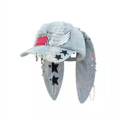 OXO OVERLOAD Rabbit Ear Washed Denim Baseball Cap