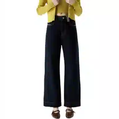 淑好百 宽松阔腿裤秋季高腰牛仔裤 女款