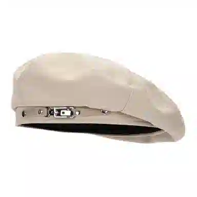 祎步康 日系皮带金属扣小众网红复古平顶百搭显脸小英伦画家帽 腈纶 贝雷帽 女款