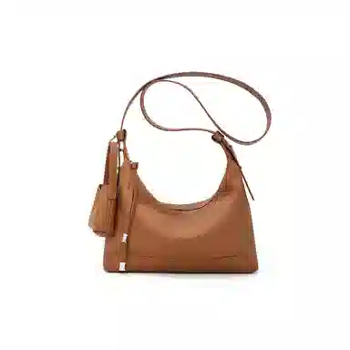 老人头 时尚简约百搭通勤高级感 牛皮 斜挎单肩包 常规 女款 黑色/焦糖色