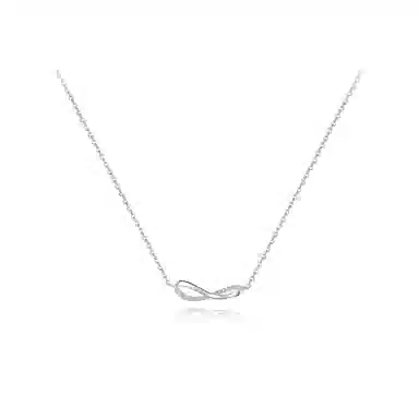 【S925银】 六桂福珠宝 莫比乌斯小众设计简约经典百搭精致日常高级感轻奢平安通勤温柔气质可调节锁骨链 锆石 项链 女款