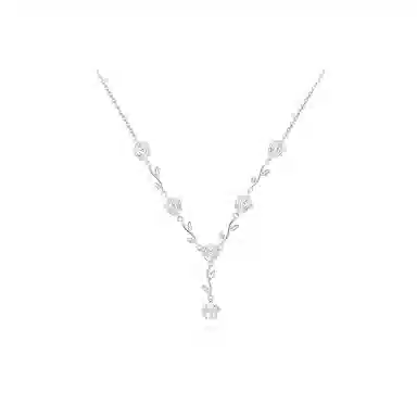 【纯银999 | 玫瑰花】 六桂福珠宝 经典百搭小众设计极简轻奢约会高级感学生日常精致简约通勤温柔气质可调节锁骨链 足银 项链 女款