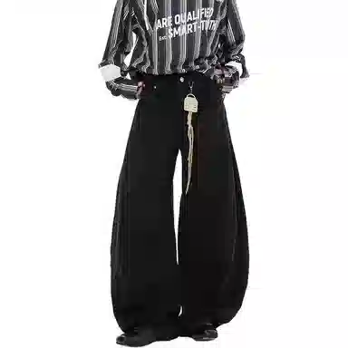 金盾 翻边条纹弯刀裤子休闲裤 男款