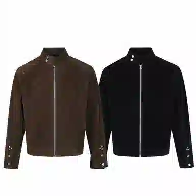 【dme】 美式潮流复古质感立领毛绒仿麂皮袖口纽扣设计超吸睛摩登时代时尚担当夹克 男女同款