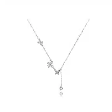 【纯银999 | 星光蝴蝶】 六桂福珠宝 经典百搭小众设计极简轻奢约会高级感学生日常精致简约通勤温柔气质可调节锁骨链#好运 足银 项链 女款