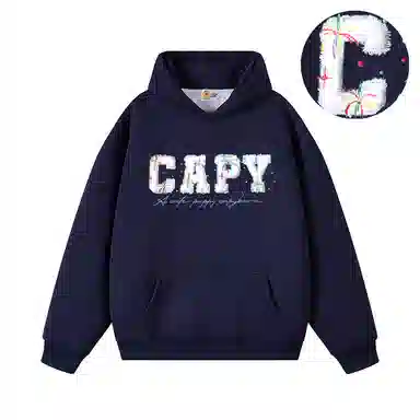 【重磅华棉350g】卡皮巴拉小黄豚 真刺绣烟花彩点毛绒贴布慵懒显瘦美式高街休闲上衣小众日常简约百搭设计感潮流春秋薄款连帽卫衣 男女同款