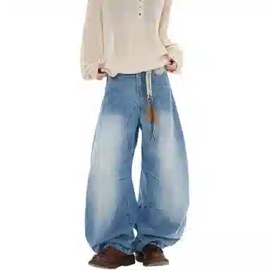 金盾 翻边条纹弯刀裤子休闲裤 男款