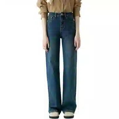 淑好百 宽松大直筒拖地高腰牛仔裤 女款