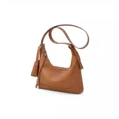 老人头 时尚简约百搭通勤高级感 牛皮 斜挎单肩包 常规 女款 黑色/焦糖色