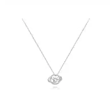 【纯银999 | 星月系列】 六桂福珠宝 经典百搭小众设计极简轻奢高级感学生日常精致简约通勤约会温柔气质可调节锁骨链 足银 项链 女款