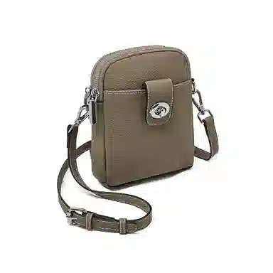 老人头 复古时尚百搭复古高颜值简约设计小巧轻便手机包 头层牛皮 单肩斜挎包 女款 黑色/米白色/灰色/焦糖色