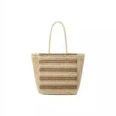 红蜻蜓 夏日百搭海滩度假风高颜值时尚休闲气质通勤简约轻便旅游 合成革拼织物 单肩包托特包 女款 摩卡棕