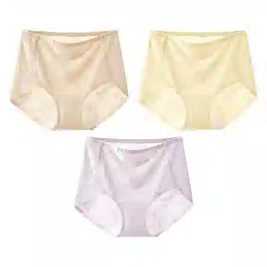 二三二三 新中式浮雕中腰纯色女士轻薄透气亲肤柔软不闷汗防夹臀百搭日常无痕舒适短裤组合装 三角内裤 女款