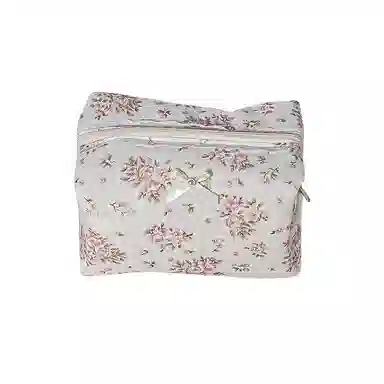 馨枕居夹棉蕾丝花边花卉蝴蝶结洗漱包便携口红收纳包女生化妆品拉链包袋化妆包 便携收纳防尘